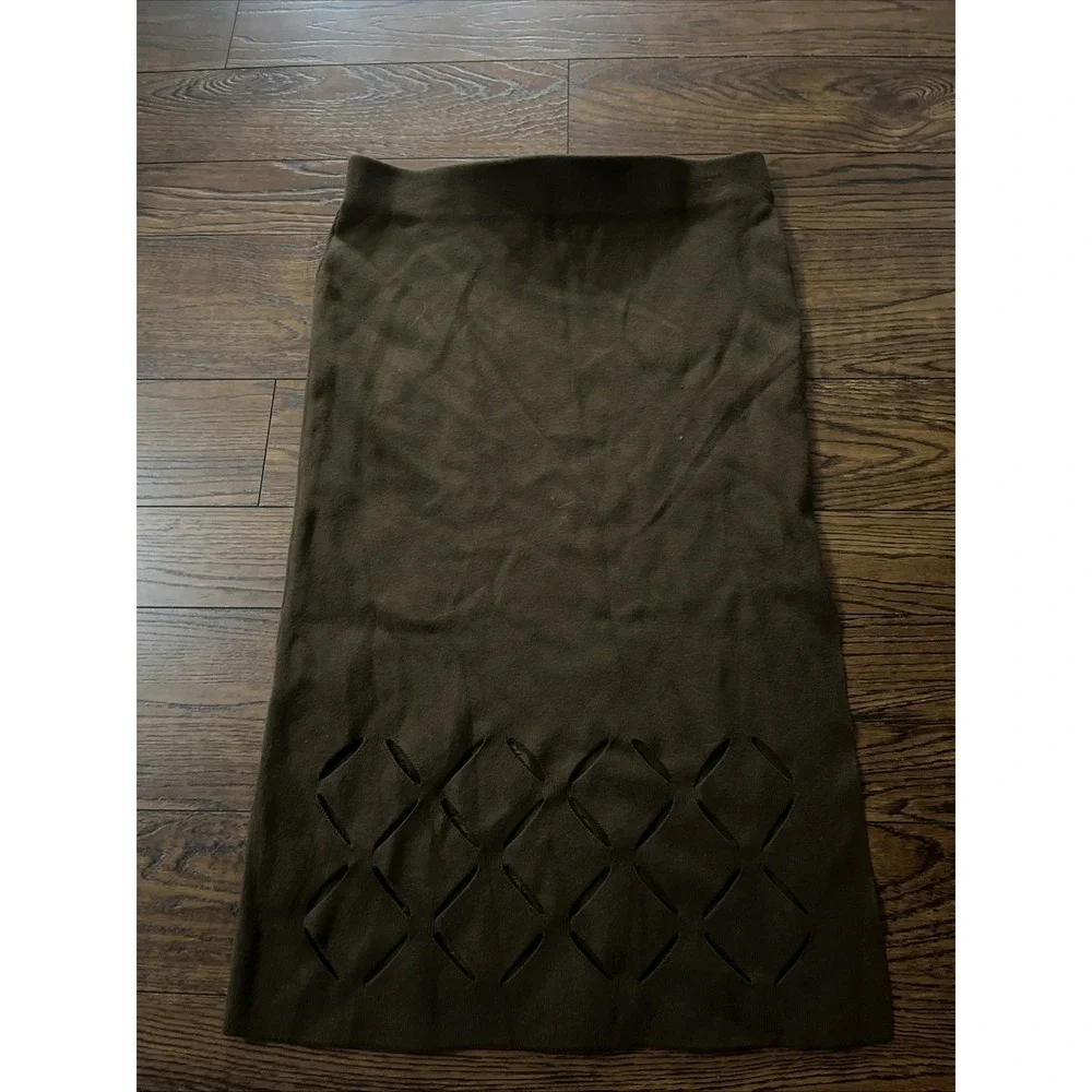 house of harlow straight cut out bottom skirt brown large